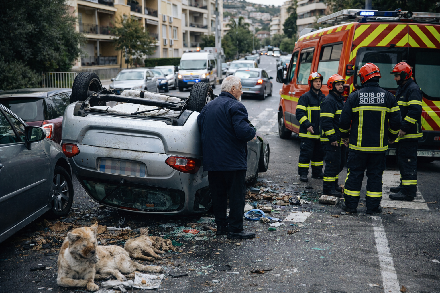 Nice : une voiture se retourne à Caucade, un conducteur octogénaire légèrement blessé